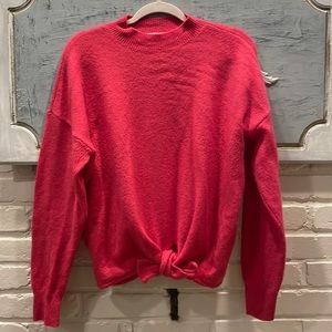 Loft Bright Pink Sweater Long Sleeve w/ Bottom Tie L